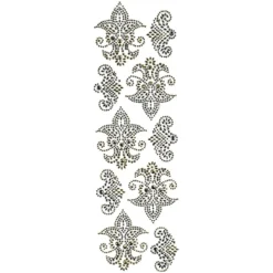 Strass-Ornamente, Sortierung 5, mehrfarbig, teilweise mit Veredelung, 5 Bogen
