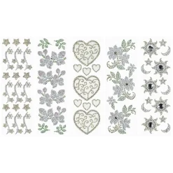 Strass-Ornamente, Sortierung 2, mehrfarbig, teilweise mit Veredelung, 5 Bogen