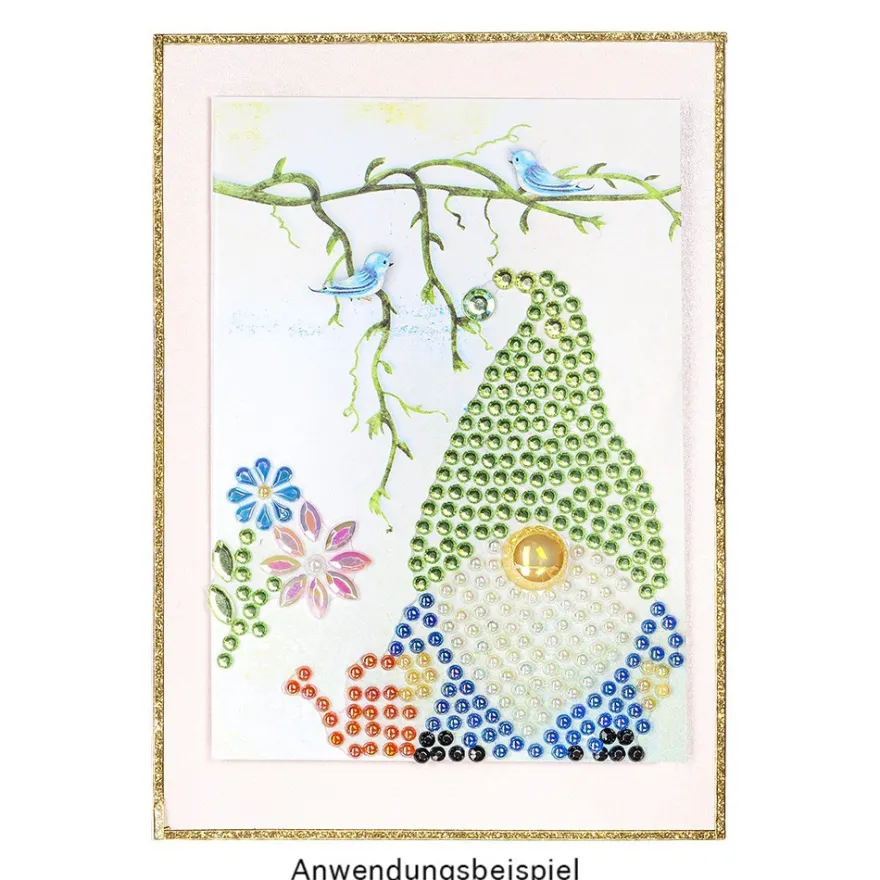Strass-Ornamente, Wichtel 2, mehrfarbig, teilweise mit Veredelung, 1 Bogen