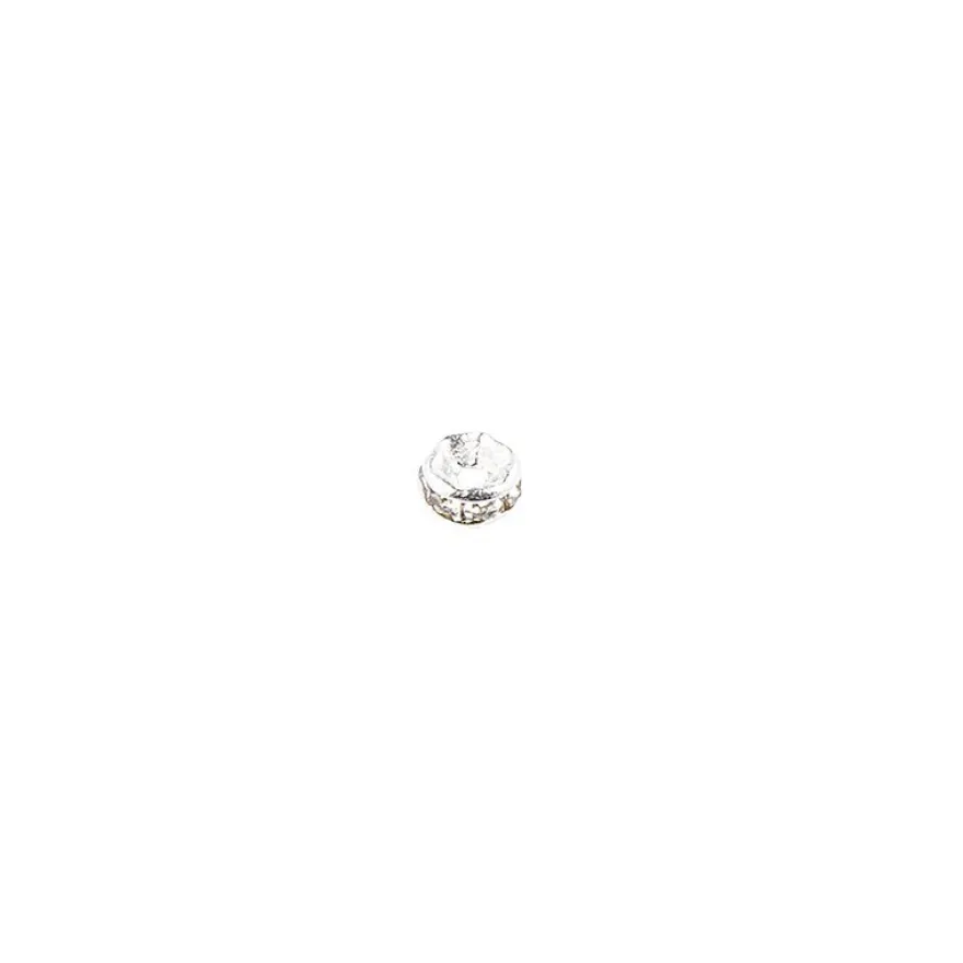 Strass-Rondelle mit Strass-Steinen, Ø 4mm, silber, 100 Stück