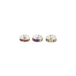 Strass-Rondelle, multicolor, Ø 7mm, mit 6 farbigen Strasssteinen, 100 Stück