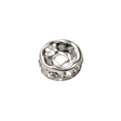 Strass-Rondell mit Strass-Steinen, Ø0,8 cm, 10 Stück, silber
