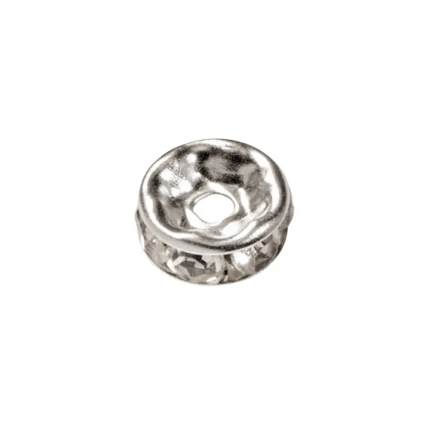 Strass-Rondell mit Strass-Steinen, Ø0,8 cm, 10 Stück, silber