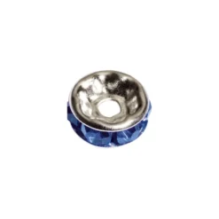 Strass-Rondell mit Strass-Steinen, Ø0,8 cm, 10 Stück, silber/azurit