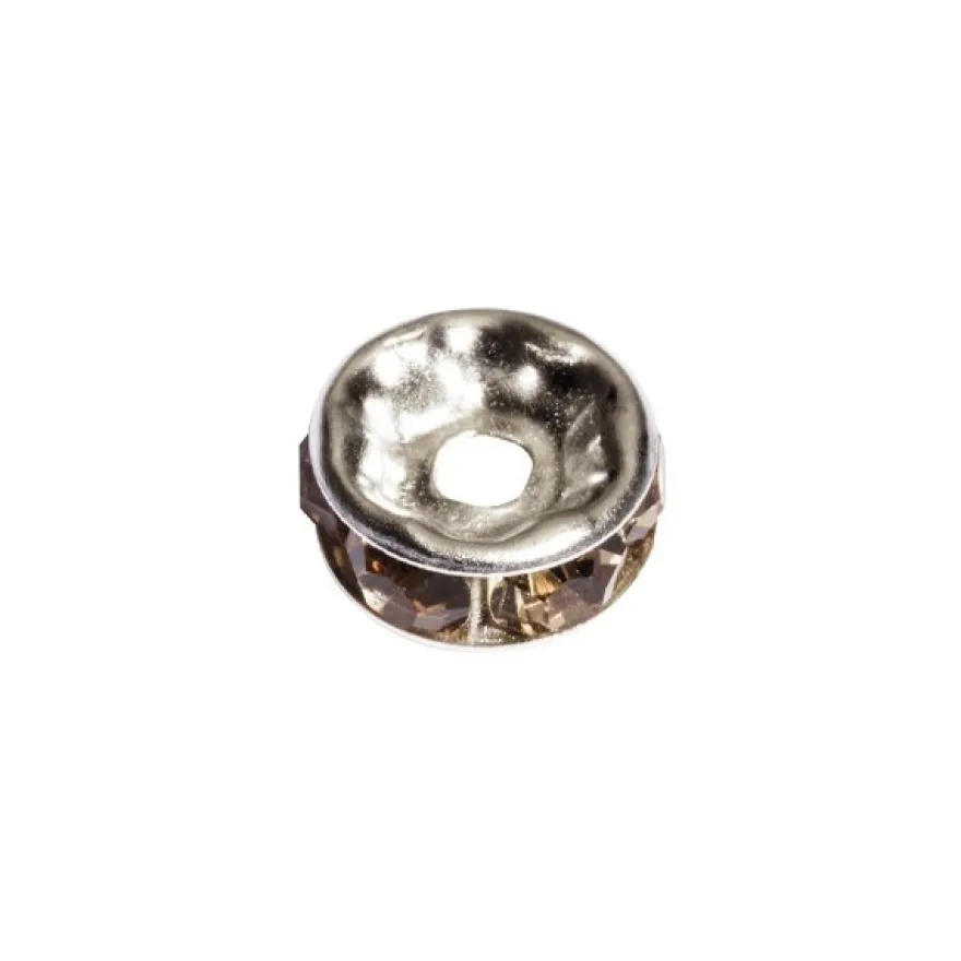 Strass-Rondell mit Strass-Steinen, Ø0,8 cm, 10 Stück, silber/topaz