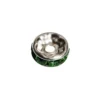 Strass-Rondell mit Strass-Steinen, Ø0,8 cm, 10 Stück, silber/smaragd