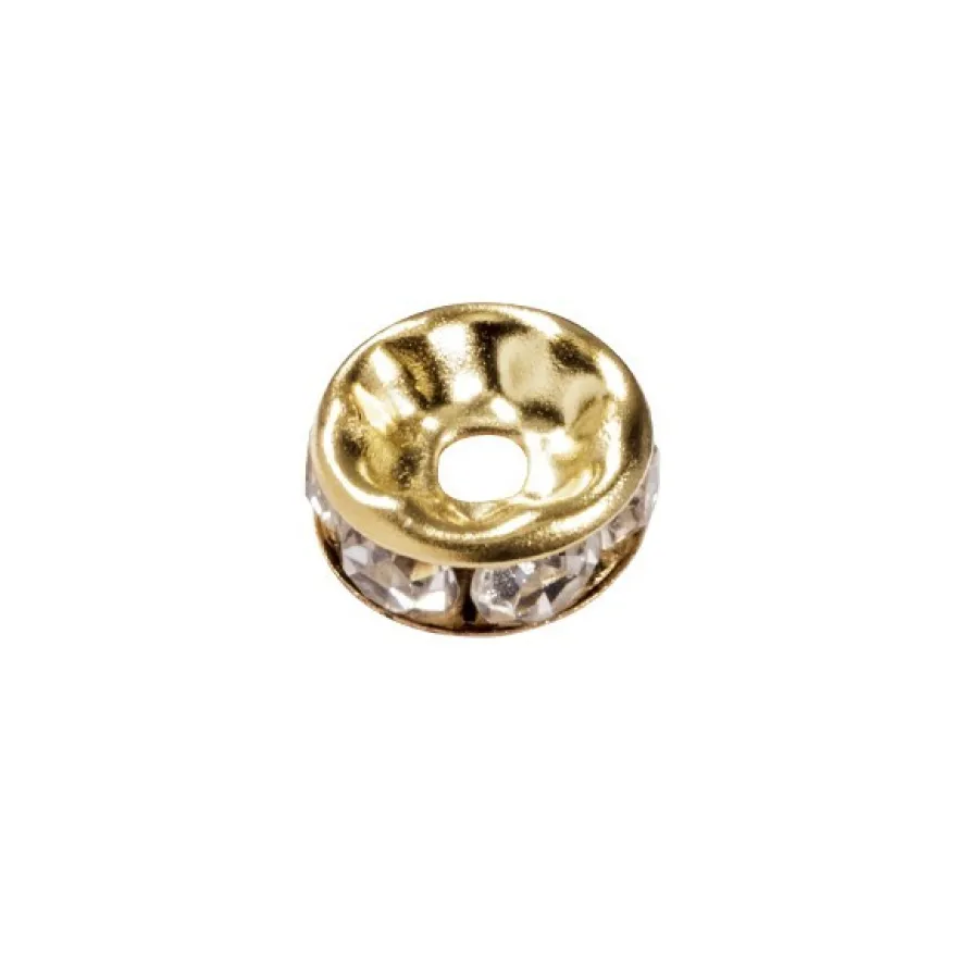Strass-Rondell mit Strass-Steinen, Ø0,8 cm, 10 Stück, gold