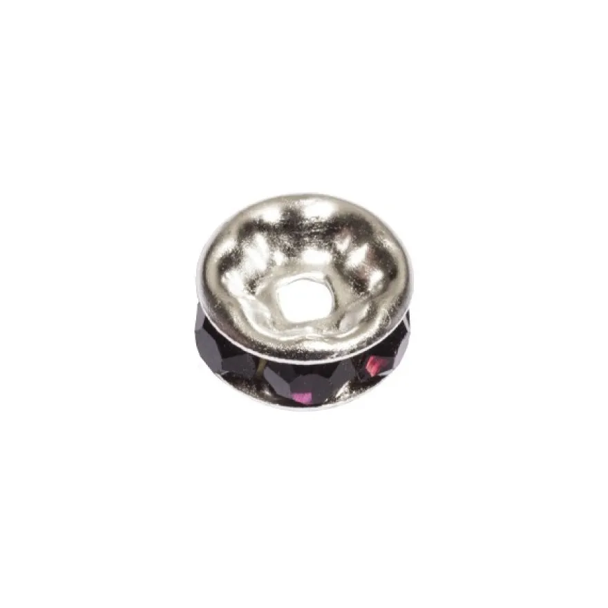 Strass-Rondell mit Strass-Steinen, Ø0,8 cm, 10 Stück, silber/amethyst