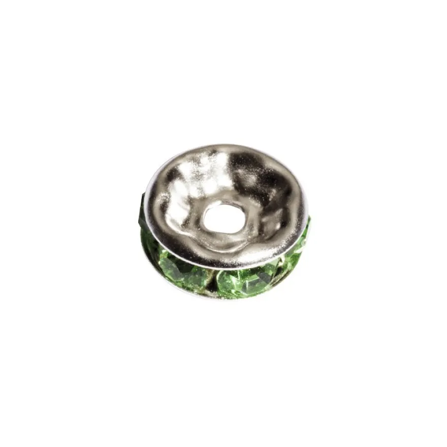 Strass-Rondell mit Strass-Steinen, Ø0,8 cm, 10 Stück, silber/brasilianit