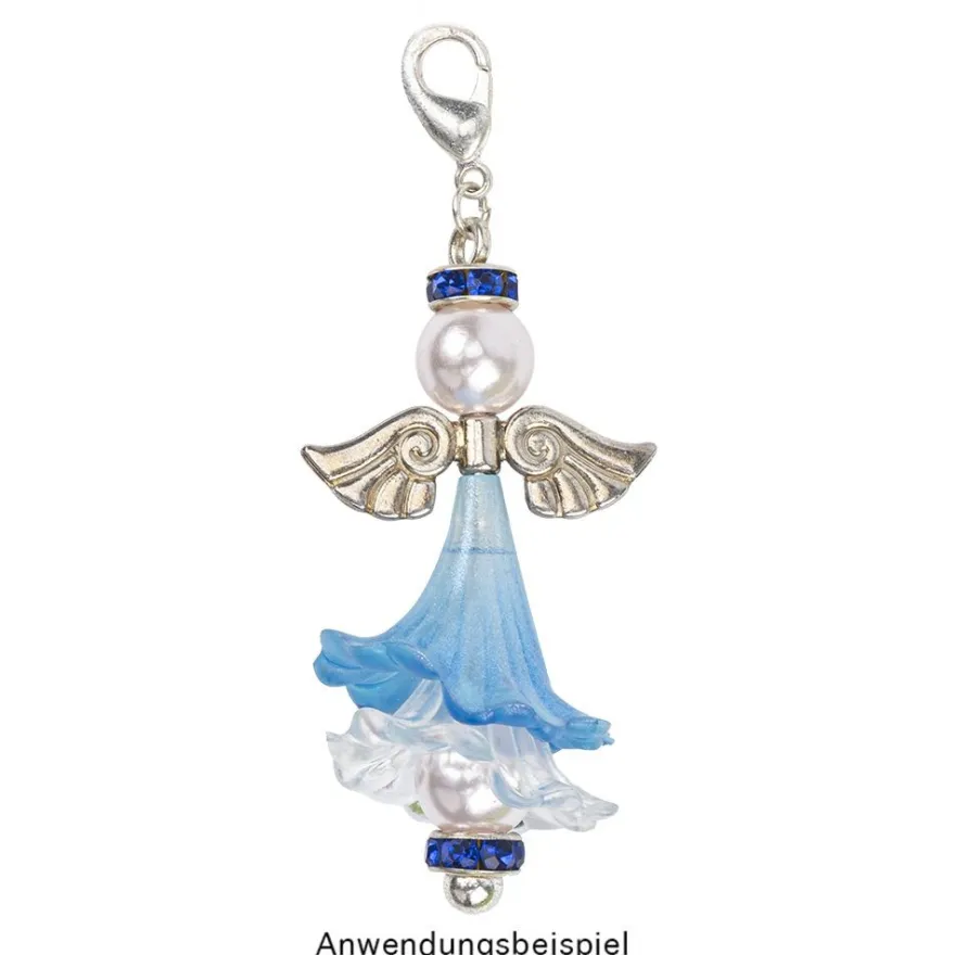 Strass-Rondell mit Strass-Steinen, Ø0,8 cm, 10 Stück, silber/lapislazuli