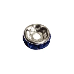 Strass-Rondell mit Strass-Steinen, Ø0,8 cm, 10 Stück, silber/lapislazuli