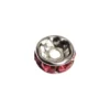 Strass-Rondell mit Strass-Steinen, Ø0,8 cm, 10 Stück, silber/rubin
