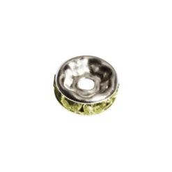 Strass-Rondell mit Strass-Steinen, Ø0,8 cm, 10 Stück, silber/heliodor