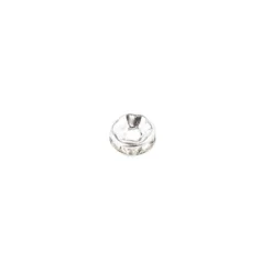Strass-Rondell mit Strass-Steinen, Ø 6mm, 10 Stück, silber