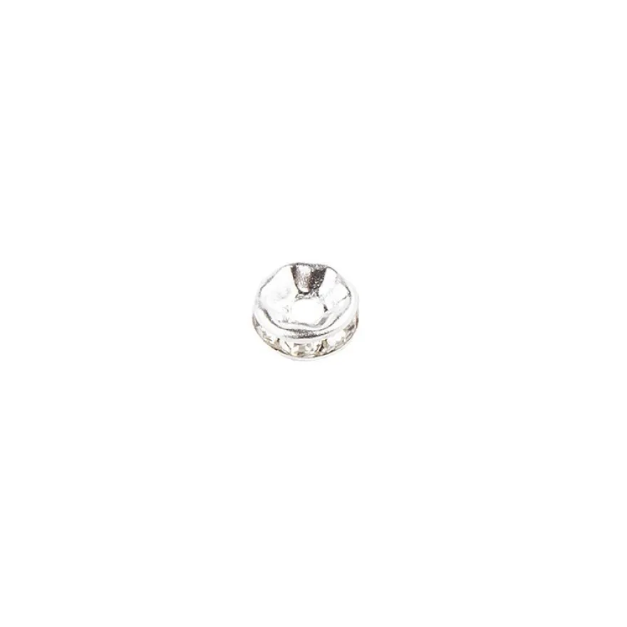 Strass-Rondell mit Strass-Steinen, Ø 6mm, 10 Stück, silber