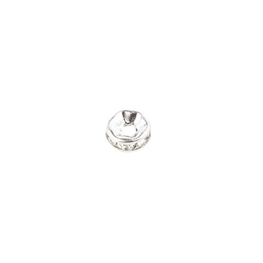 Strass-Rondell mit Strass-Steinen, Ø 6mm, silber, 100 Stück