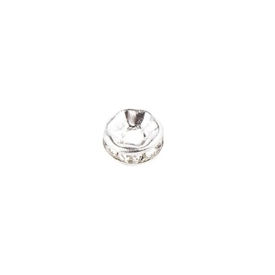 Strass-Rondell mit Strass-Steinen, Ø 8mm, silber, 100 Stück