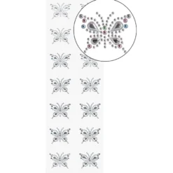 Strass-Schmetterlinge, 14 Sticker, selbstklebend, facettierte Schmucksteine