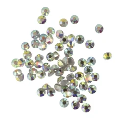 Strass-Steine, Kristall-Glas, facettiert, Ø4mm, 2mm hoch, klar irisierend, 200 Stück