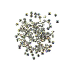 Strass-Steine, Kristall-Glas, facettiert, Ø3mm, 1,6mm hoch, klar irisierend, 500 Stück