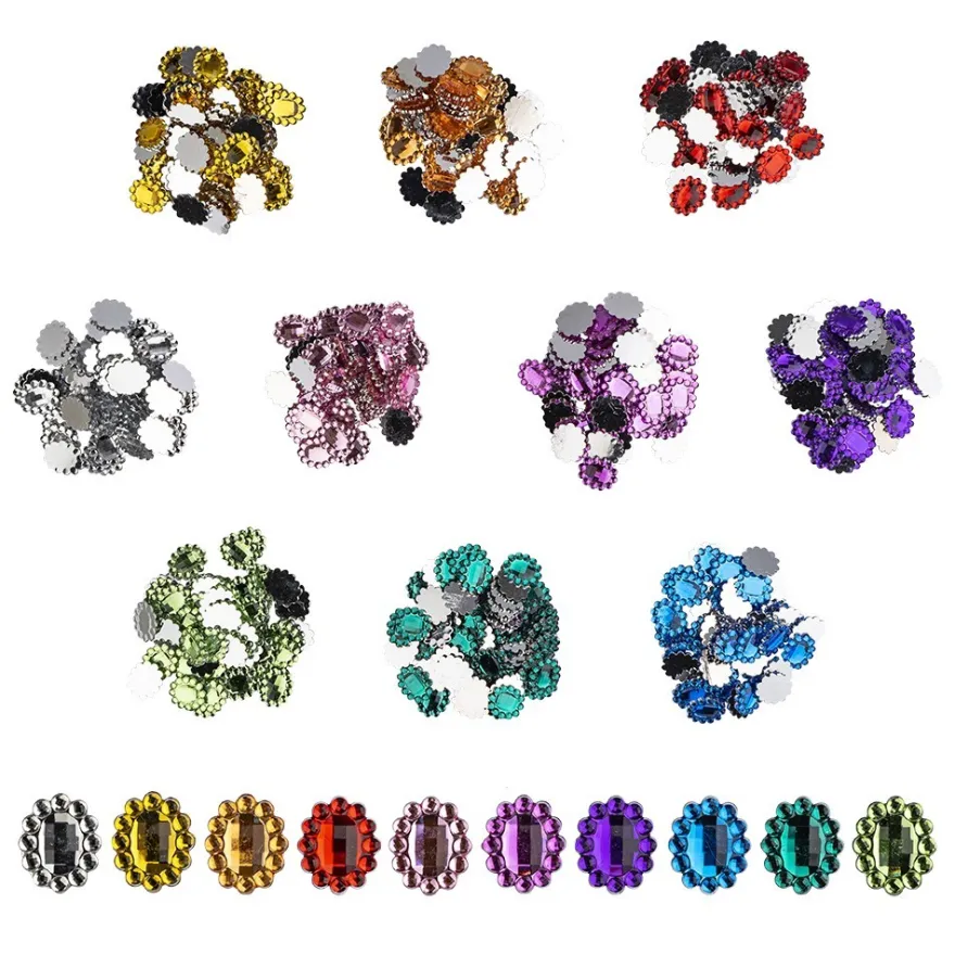 Strass-Steine, Oval, 12mm x 10mm, 10 Farben, 500 Stück