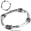 Stretchy Tubes, inkl. Strass-Rondelle, silber, 4 cm, 4 Stück