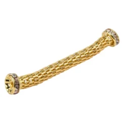 Stretchy Tubes, inkl. Strass-Rondelle, gold, 4 cm, 4 Stück