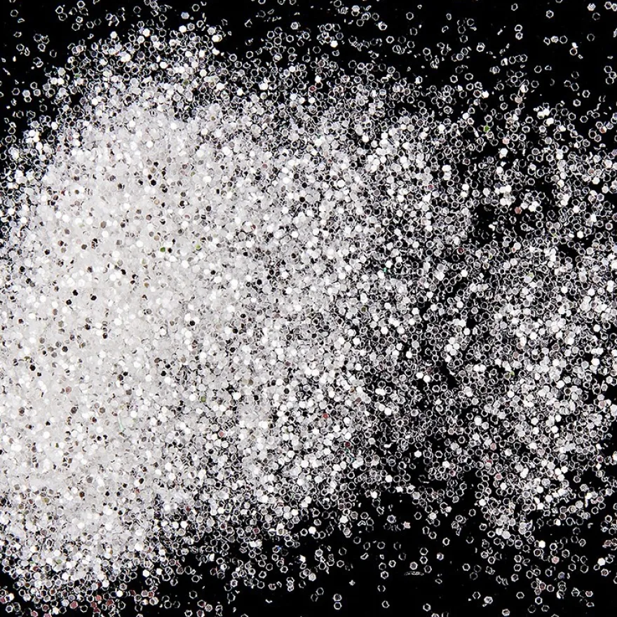 Streu-Deko Frost-Zauber 5, 2x 15g, Ø 0,8mm, Hexagon, weiß/silber