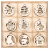 Streu-Deko, Holz, Baumschmuck, 8 Designs, 7x 7 Stück, 1x 14 Stück 1,6mm stark, natur, 63 Teile