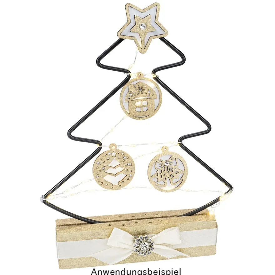Streu-Deko, Holz, Baumschmuck, 8 Designs, 7x 7 Stück, 1x 14 Stück 1,6mm stark, natur, 63 Teile