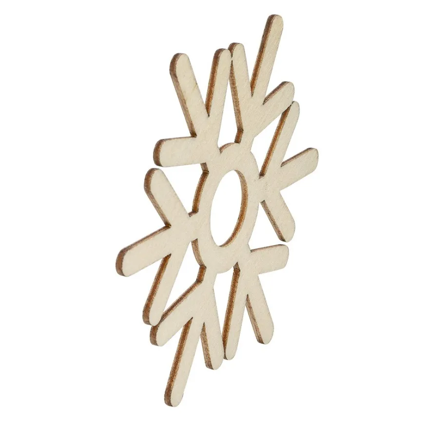 Streu-Deko, Holz, Eiskristalle 2, 9 versch. Designs, je 3 Stück, natur, 27-teilig