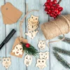 Streu-Deko, Holz, Eulen, 9 versch. Designs, je 7 Stück, 1,6mm stark, natur, 63 Teile