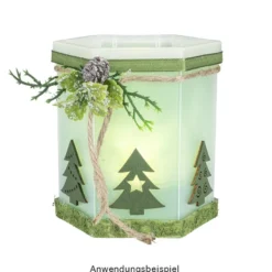 Streu-Deko, Holz, Tannenbäume, 9 versch. Designs, je 7 Stück, 1,6mm stark, natur, 63 Teile