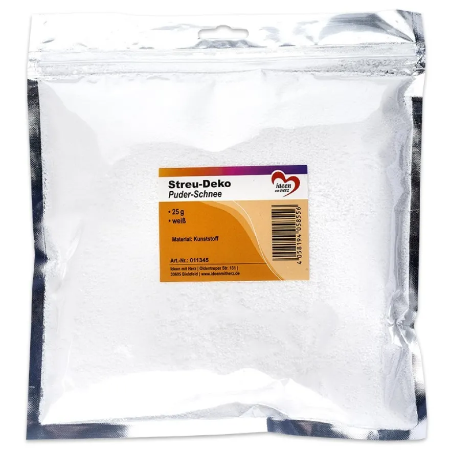 Streu-Deko, Puder-Schnee, weiß, 25g