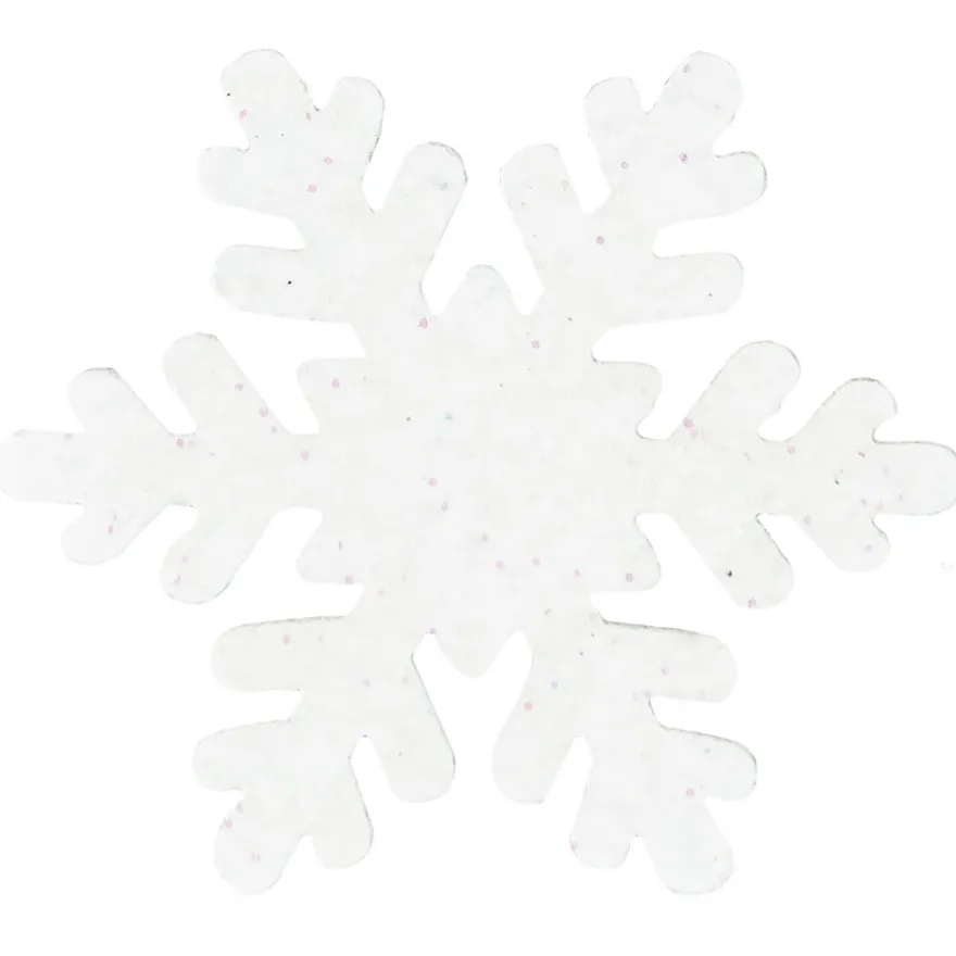 Streudeko, Schneeflocken, Ø 4cm, 2mm stark, weiß mit irisierendem Glitzer, 24 Stück