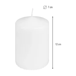 Stumpenkerzen, rund, Ø7cm, 12cm hoch, weiß, 4 Stück