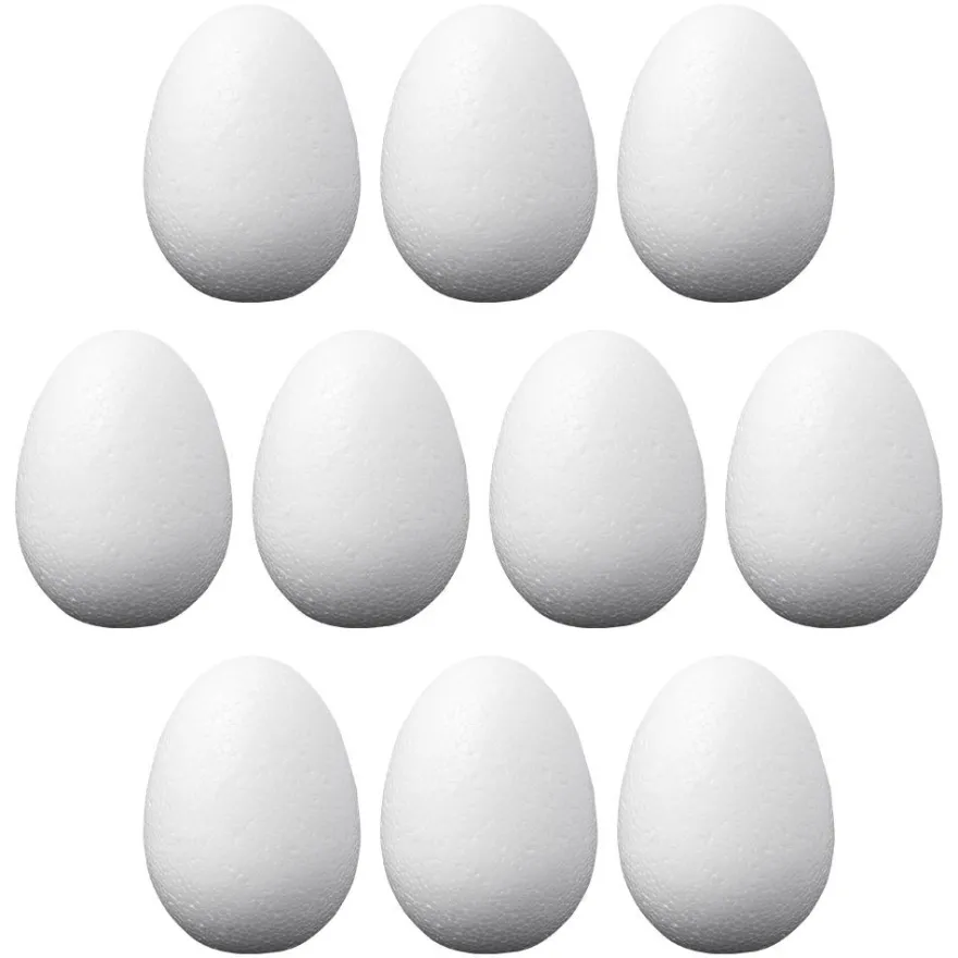 Styroporeier, 6cm hoch, Ø 4cm, 10 Stück