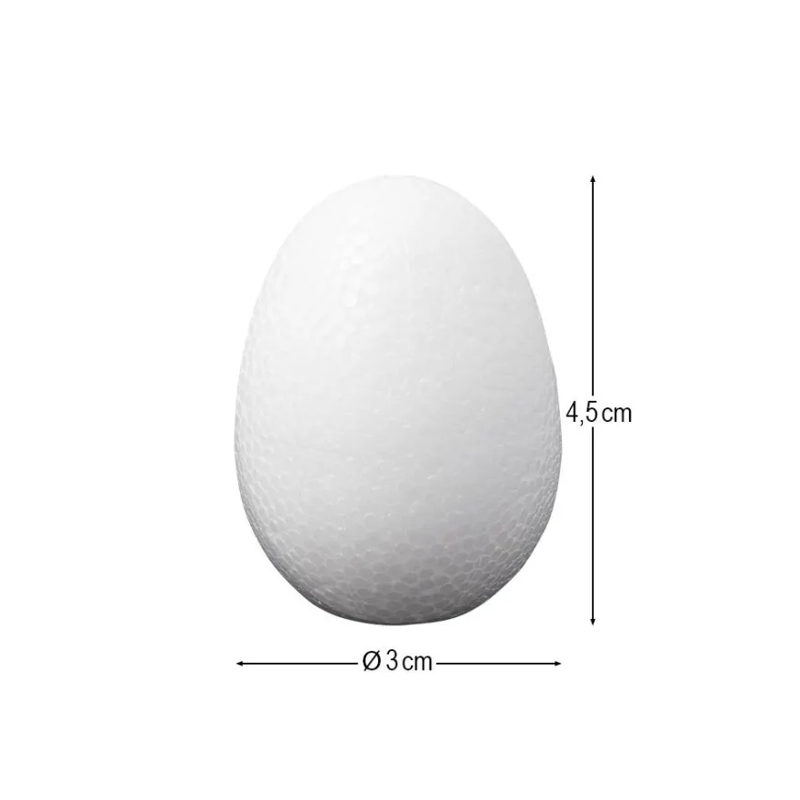 Styropor-Eier, 4,5cm hoch, Ø 3cm, 10 Stück