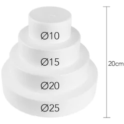 Styropor-Torte, 4 Styropor-Podeste, Ø25 cm, Ø20 cm, Ø15 cm, Ø10 cm