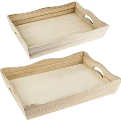 Tabletts aus Holz, 5,5cm x 31cm x 21cm & 6,5cm x 33cm x 23cm, 2 Stück