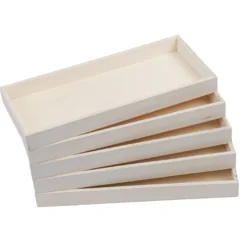 Tabletts, Holz, rechteckig, 27cm x 12cm x 2,5cm, ohne Griff, 5 Stück