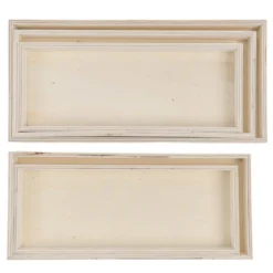 Tabletts, Holz, rechteckig, 3 Größen, ohne Griff, 5 Stück