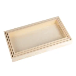 Tabletts, Holz, rechteckig, verschiedene Größen, 3 Stück