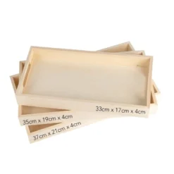 Tabletts, Holz, rechteckig, verschiedene Größen, 3 Stück