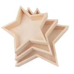 Tabletts, Holz, Sternform, verschiedene Größen, 3 Stück