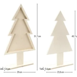 Tannen aus Holz, zum Aufstellen, 2 verschiedene Ausführungen, jeweils mit Sockel, 6-teilig
