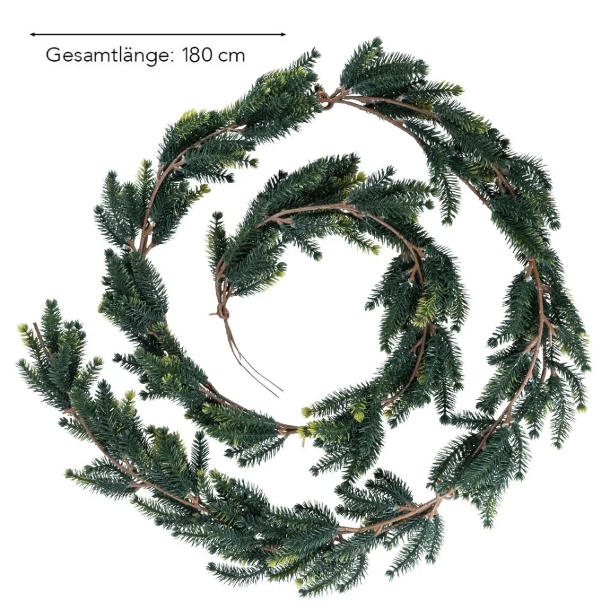 Tannen-Girlande, 1,80m lang, hellgrüne Spitzen, Zweige einzeln abnehmbar