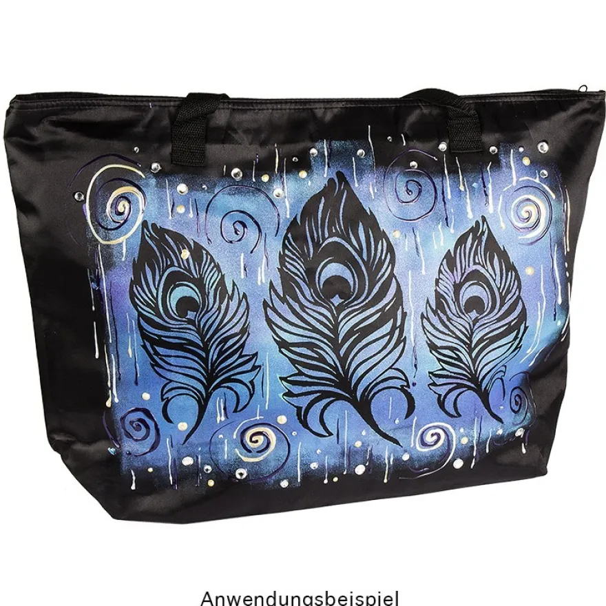 Tasche "Melina", Satin, 55cm x 31cm x 15cm, schwarz