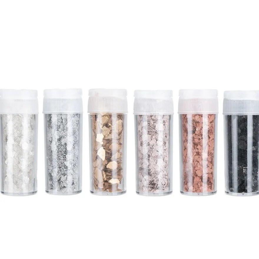 Terrazzo-Flocken, Farbsortierung 2, 1mm-2mm, 10g/6g, verschiedene Farben, 6 Stück