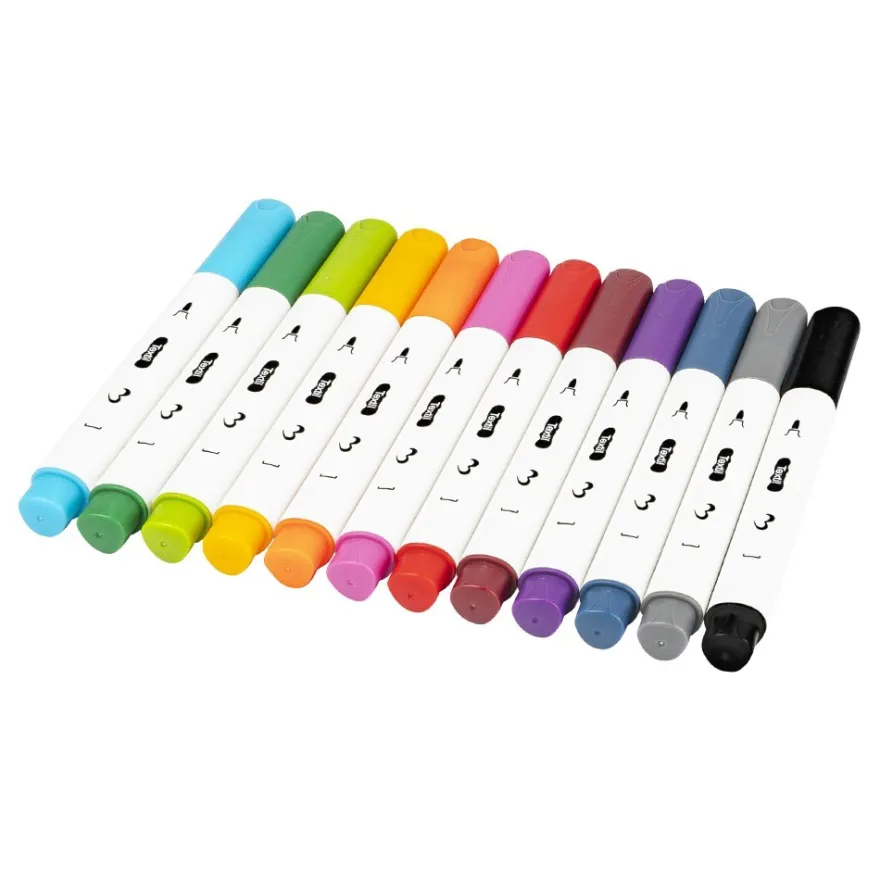 Textil-Marker, 12 Farben, mit einer feinen, dünnen Spitze, 12 Stück